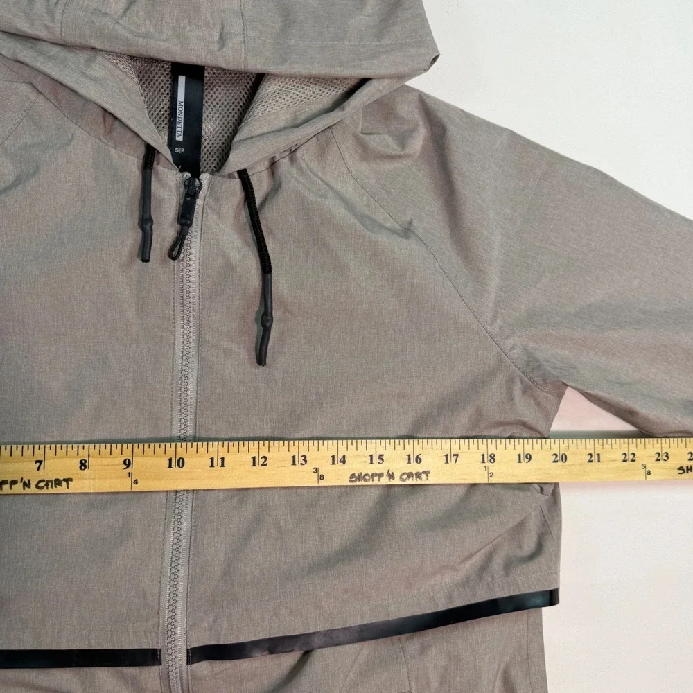 Mondetta Womens Hooded Rain Parka Jacket Taupe Full Zip Mesh Lined Small